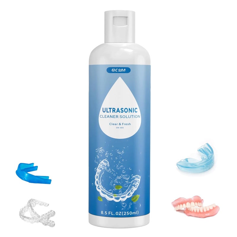Bcom Ultrasonic Retainer Cleaner Solution, Jewelry Cleaner Solution Deep Clean for Retainer, Mouthguards, Night Guards, Aligners and Jewelry Ring, Odor Stain Remover for Ultrasonic Machines (8.5 oz) - Image 1